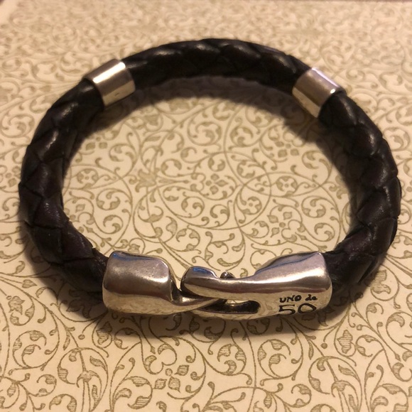 UNOde50 Men’s Leather & Silver Bracelet - Picture 1 of 4